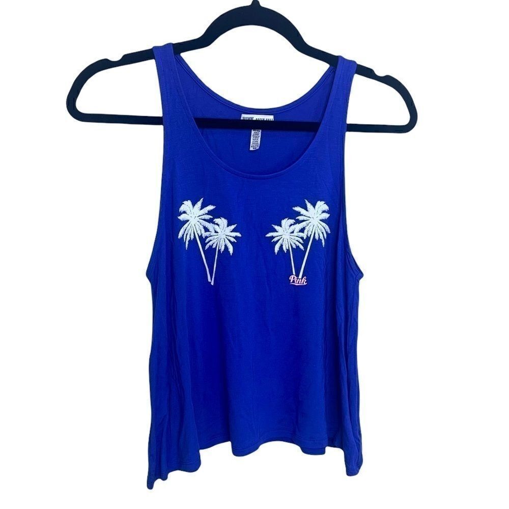 Victoria’s secret PINK xs tank blue palm trees B1